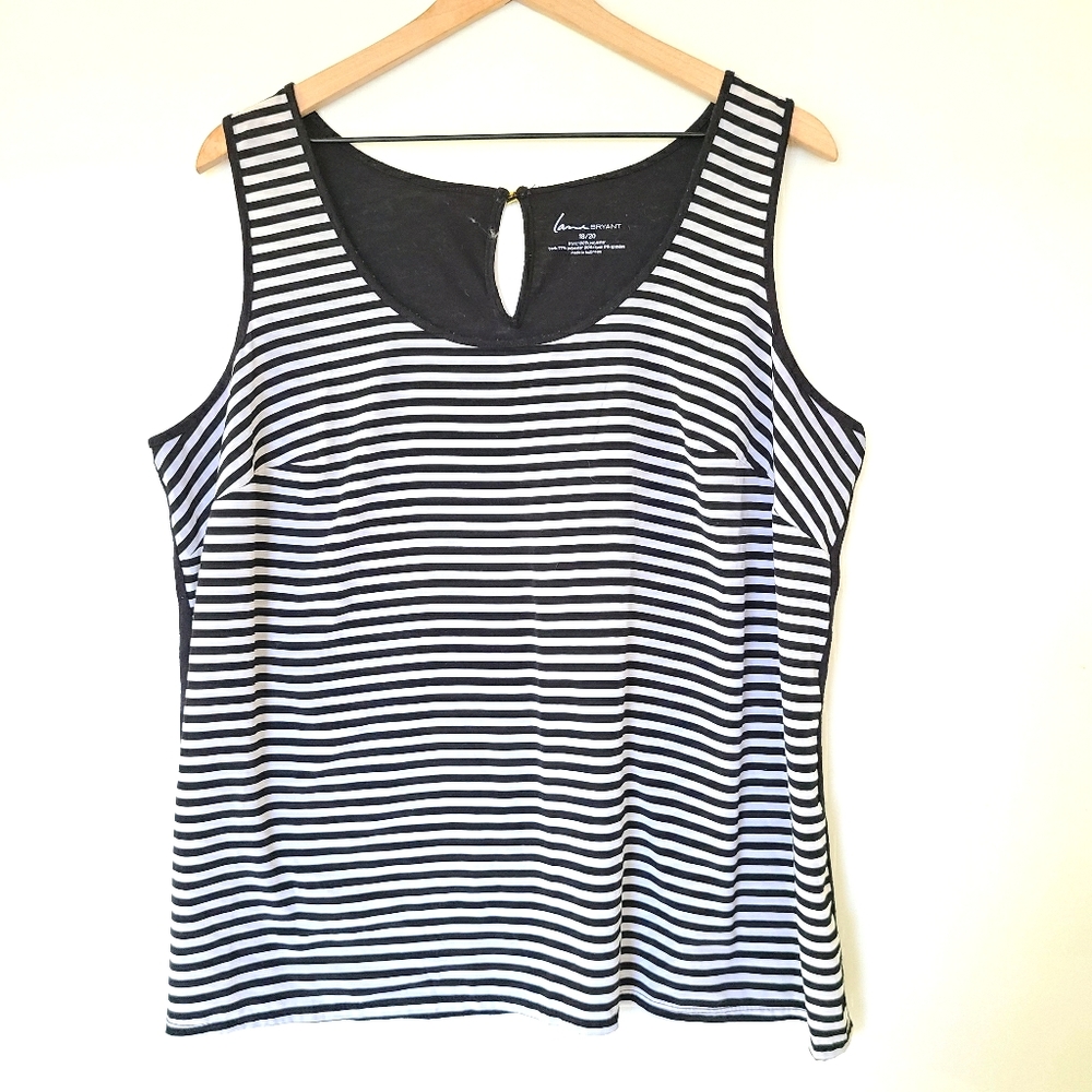 Lane Bryant Striped Tank Top Black and White